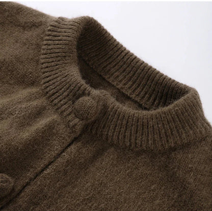Women Knitted Sweater | Round Neck | Long Sleeve Sweater | Single Breasted