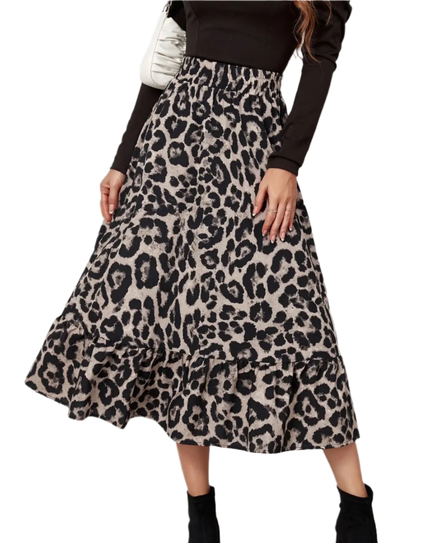 Women Loose Long Leopard Skirt