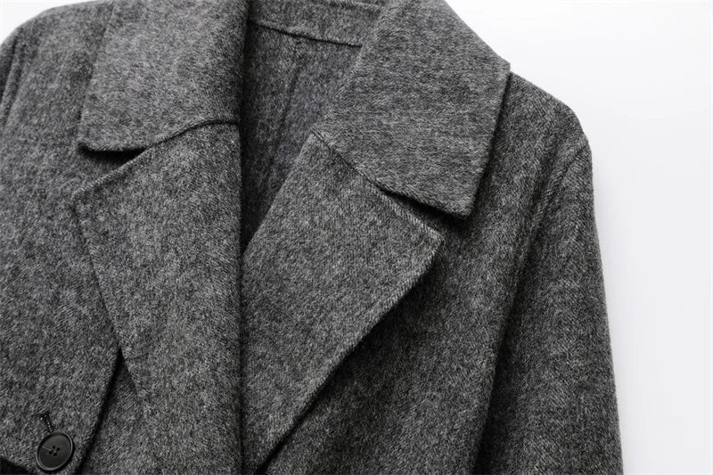 Women Wool Coat With Belt | Double Breasted | Woolen Coat | Trench Coat