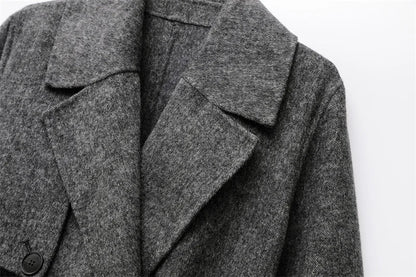 Women Wool Coat With Belt | Double Breasted | Woolen Coat | Trench Coat