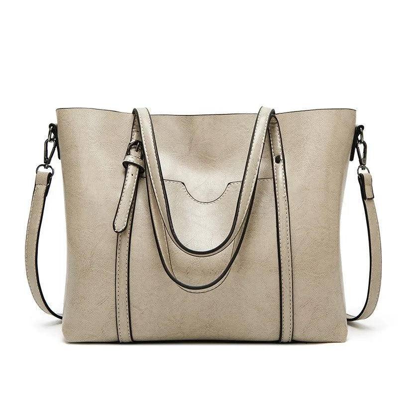 Women Tote Shoulder Bag | Oil Wax Leather Handbag Grey