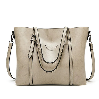 Women Tote Shoulder Bag | Oil Wax Leather Handbag Grey