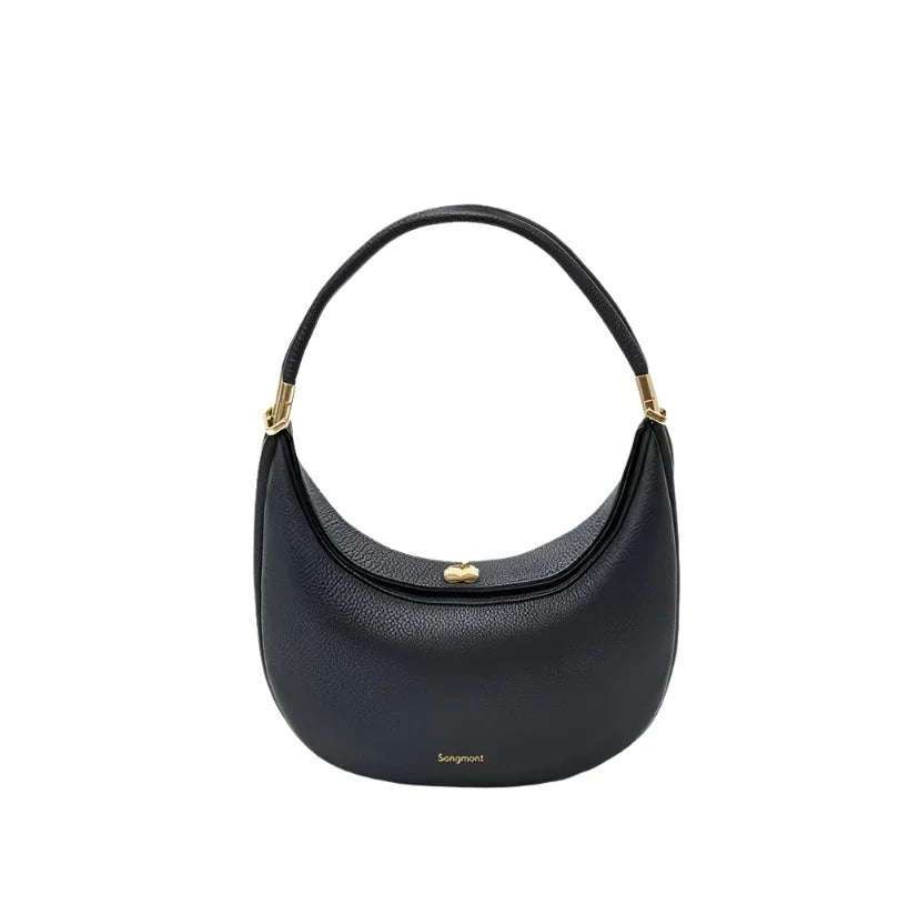 Women Half Moon Shoulder Bag | Luxury Leather Bag | Underarm Handbag | Crossbody Bag Black