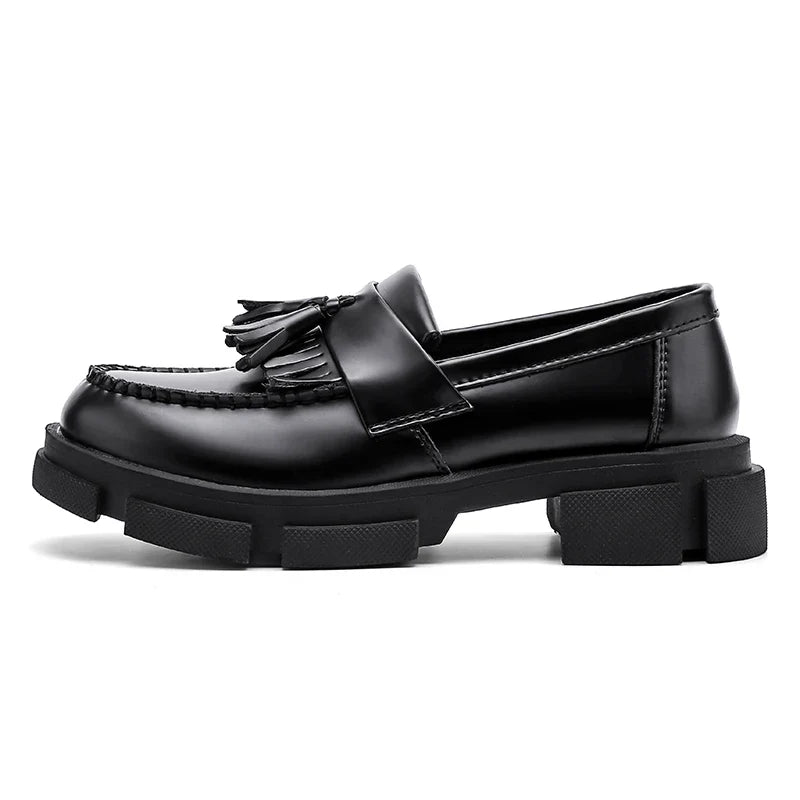 Men Leather Tassel Shoes | Black Loafers | Dress Shoes | Moccasin