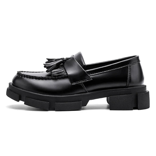 Men Leather Tassel Shoes | Black Loafers | Dress Shoes | Moccasin
