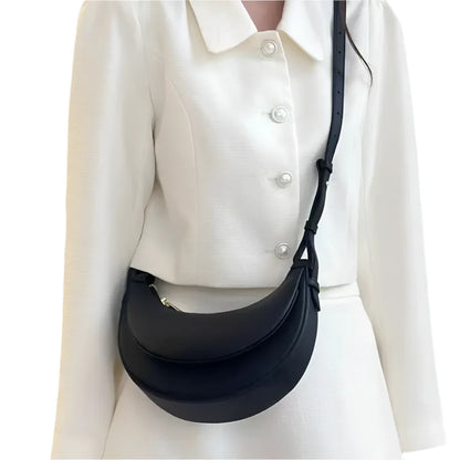 Women Leather Half Moon Crossbody Bag | Commuter Bag | Underarm Bag