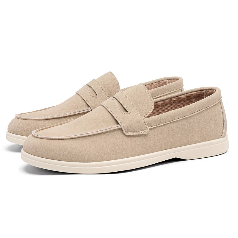 Men Summer Suede Loafers | Breathable Flats | Driving Shoes Beige