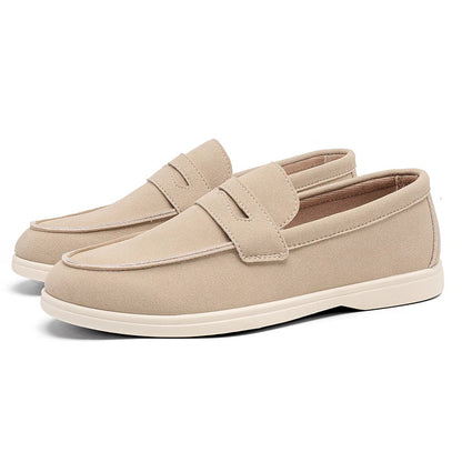 Men Summer Suede Loafers | Breathable Flats | Driving Shoes Beige