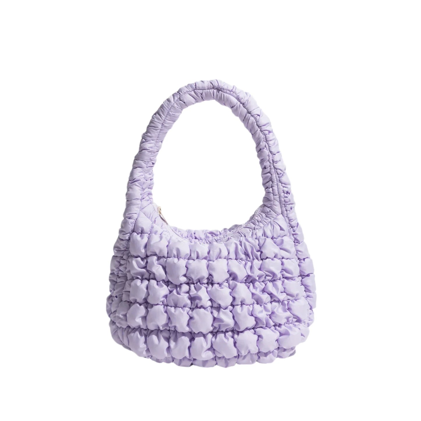 Women Small Puffer Bag | Fluffy Quilted Padding Handbag Lavender