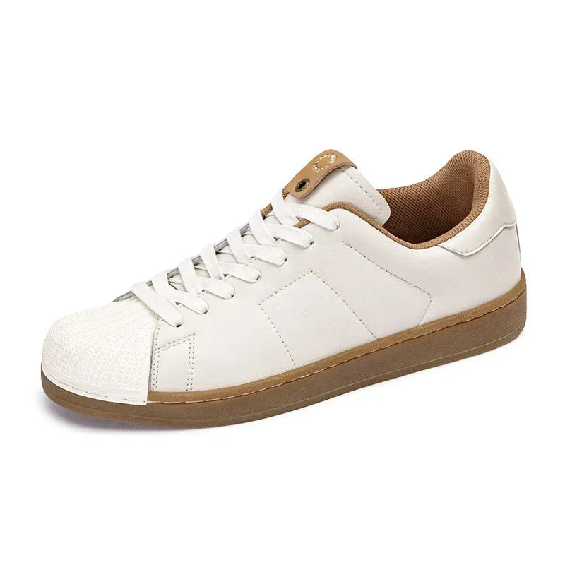 Men Vintage White leather Sneakers White