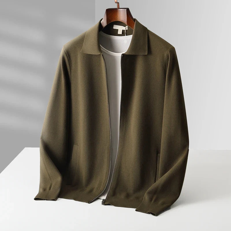 Men Cashmere Collared Cardigan | Knitted Loose Outerwear | Pure Wool Casual Coat Coffee