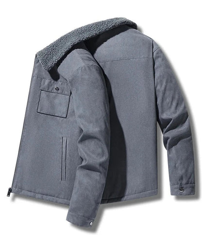 Men Suede Warm Fleece Jacket | Thick Casual Windbreaker | Parka Zipper Cargo