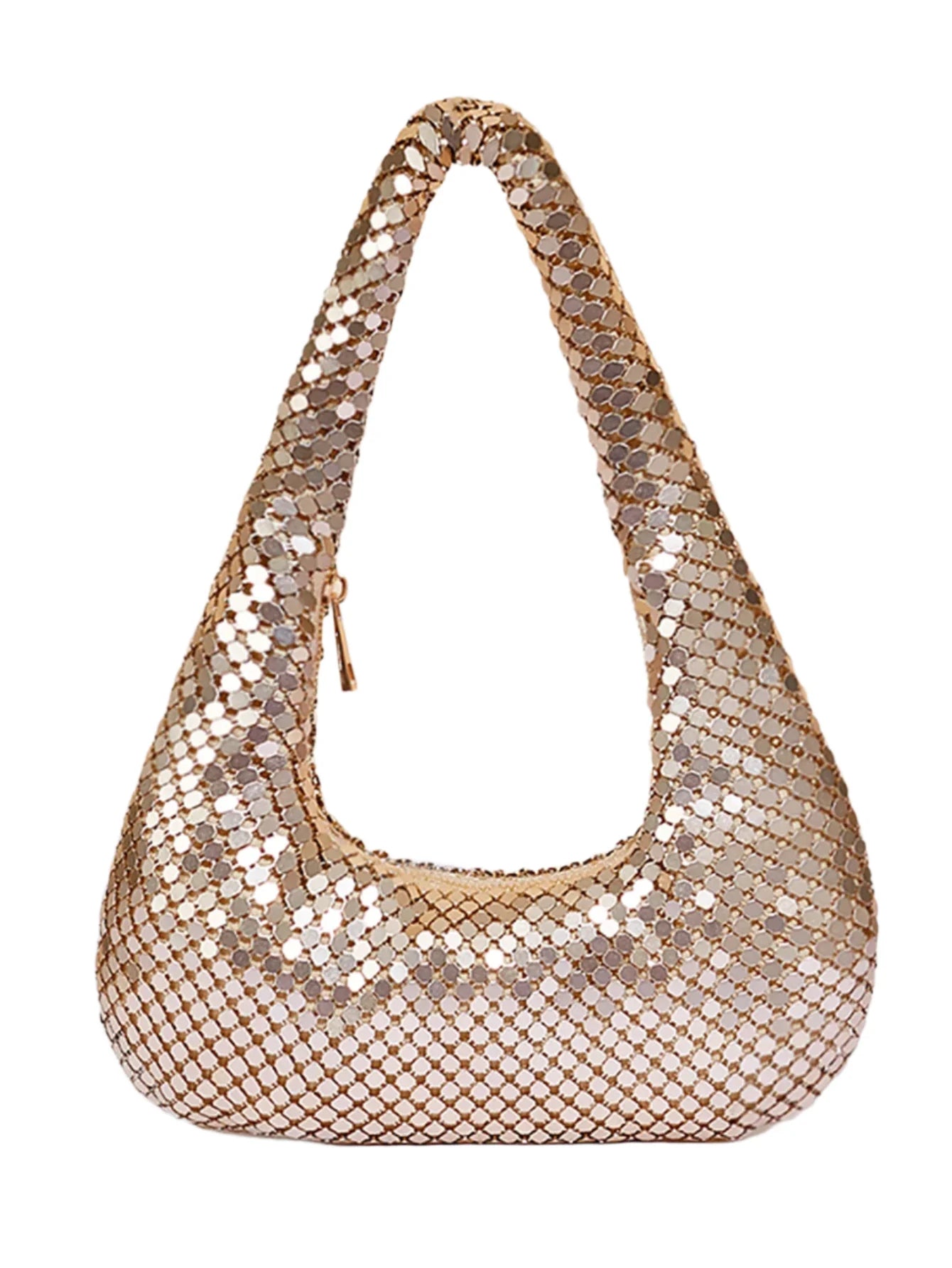 Women Aluminum Sequin Armpit Bag | Party Handbag | Sparkling Shoulder Bag gold