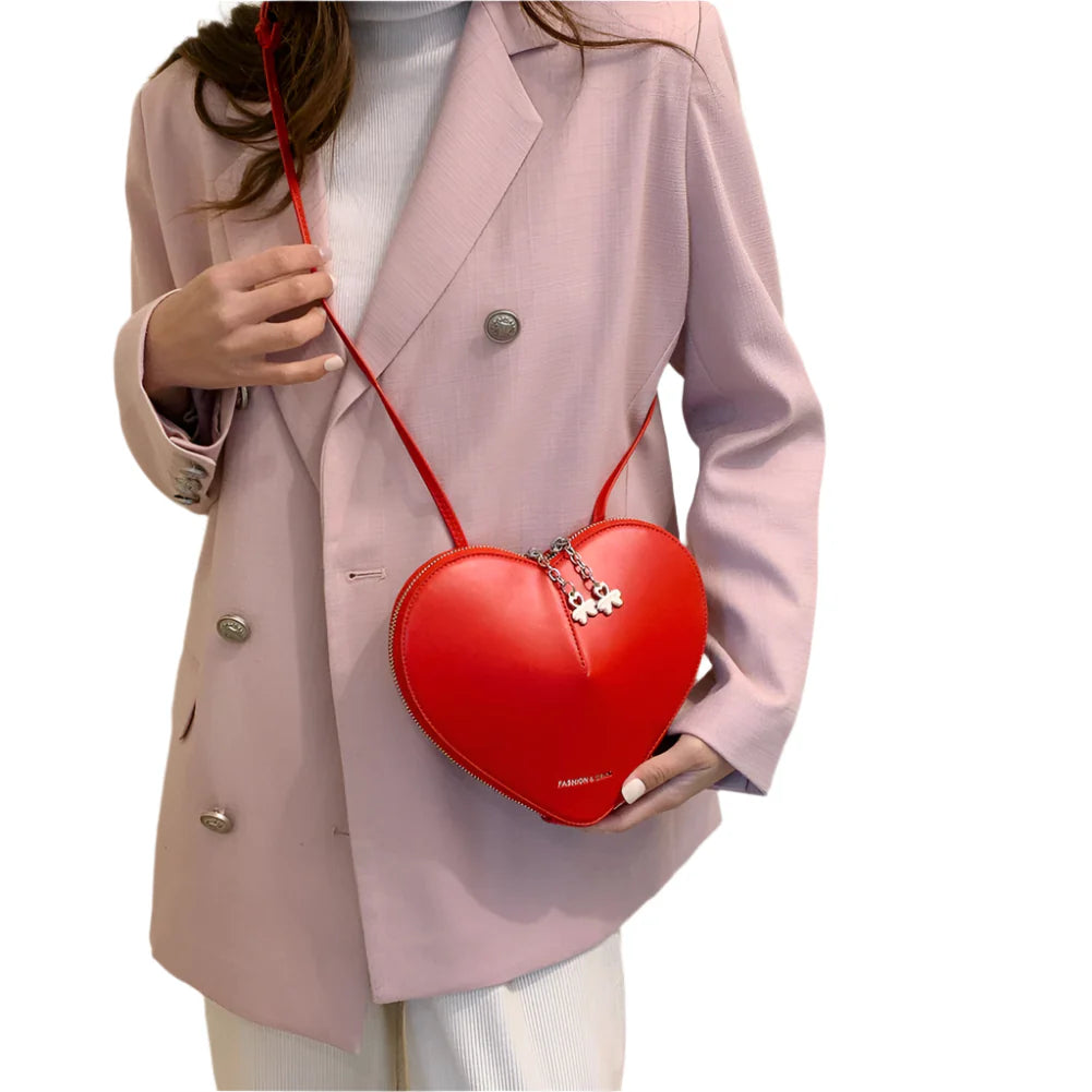 Women Heart Shaped Crossbody Bag | Sling Purse Red