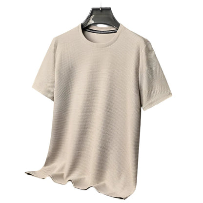 Men Waffle Round Neck Short Sleeve T-shirt | Summer Top Khaki