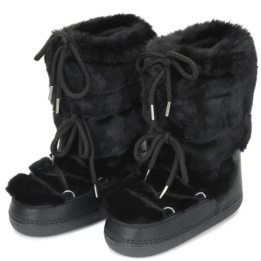Women Warm Long Fur Snow Boots | Ski Boots | Winter Boots | Mid-calf Boots