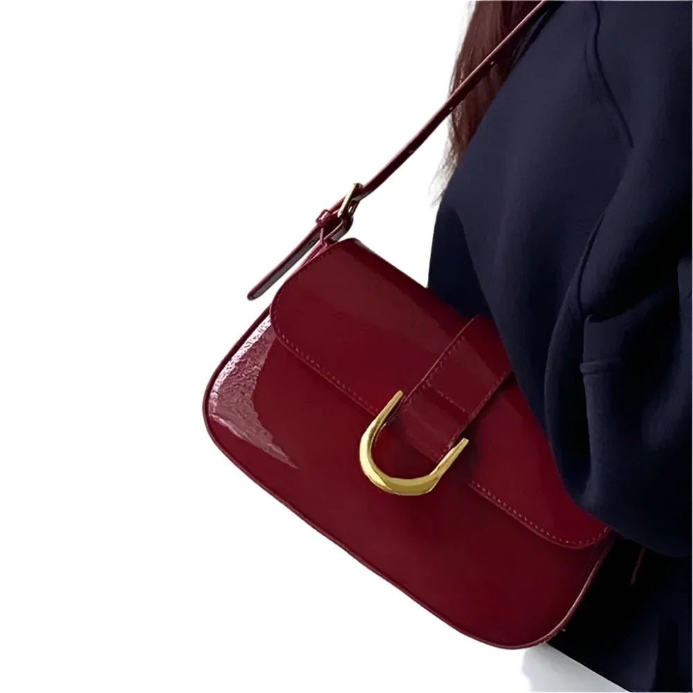 Women Leather Horseshoe Buckle Shoulder Bag | Crossbody Bag