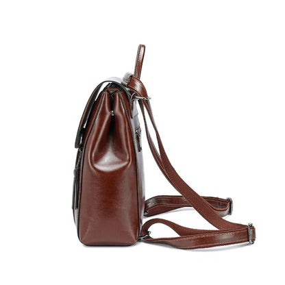 Women Square Genuine Leather Backpack | Anti-Theft Shoulder Bag