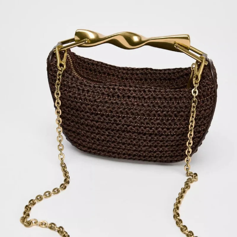 Women Woven Handbag | Rattan Half-Moon | Straw Shoulder Bag | Bucket Bag | Crossbody Bag