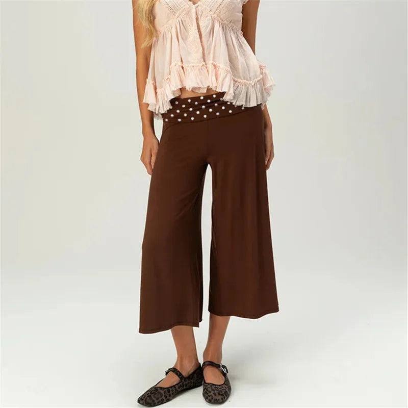 Women Gaucho Pants | Low Rise | Cropped | Wide Leg Capri Pants | Summer