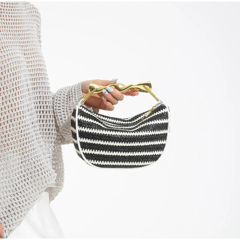 Women Woven Handbag | Rattan Half-Moon | Straw Shoulder Bag | Bucket Bag | Crossbody Bag