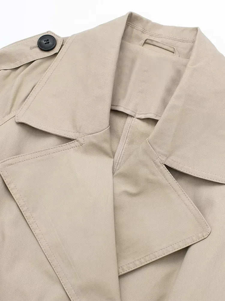 Women Double Breasted Trench Coat With Belt