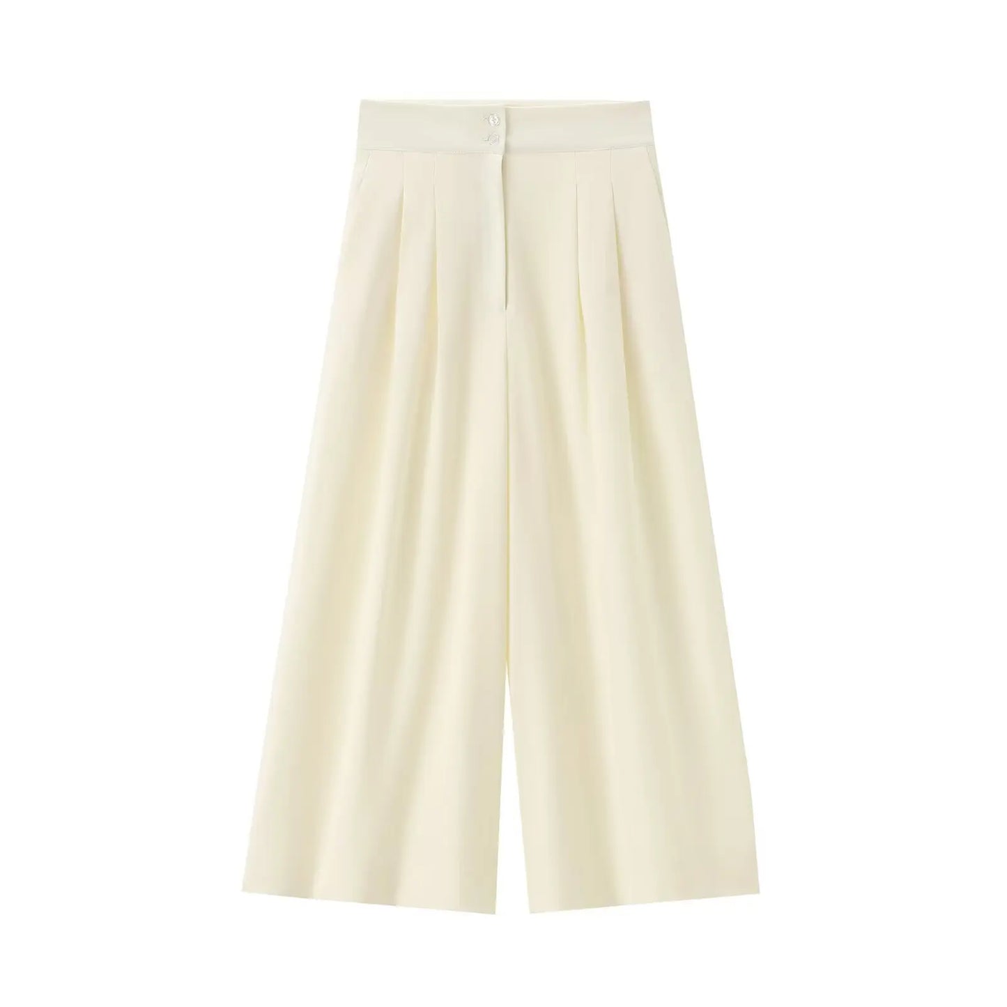 Women Sleeveless V-Neck Top With Belt Straight Pants Set | Top Trouser Suit | 2 Piece Set Off White Bottom