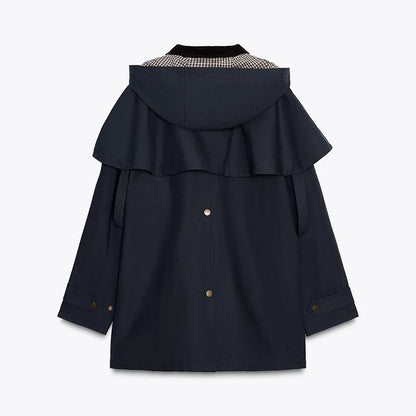 Women Removable Hooded Coat | Loose | Long Jacket | Casual Waterproof Trench Coat | Cape Jacket