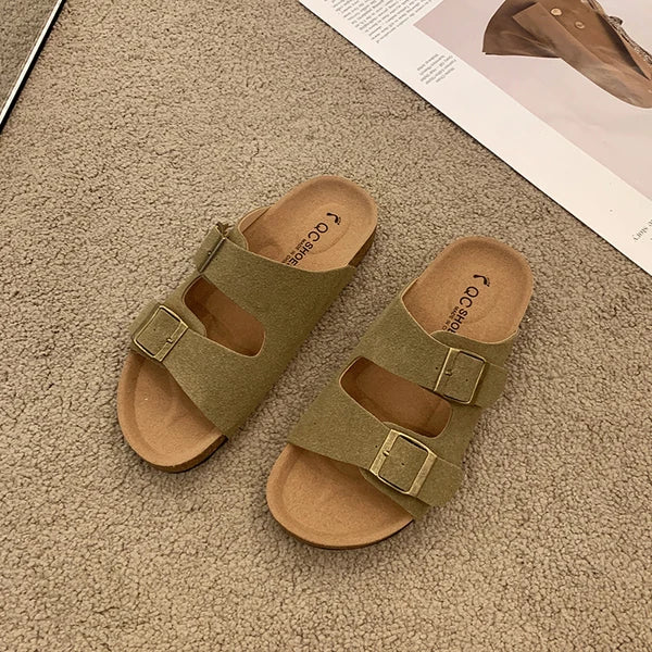 Solange | Women's Cushioned Slip-On Buckle Sandals