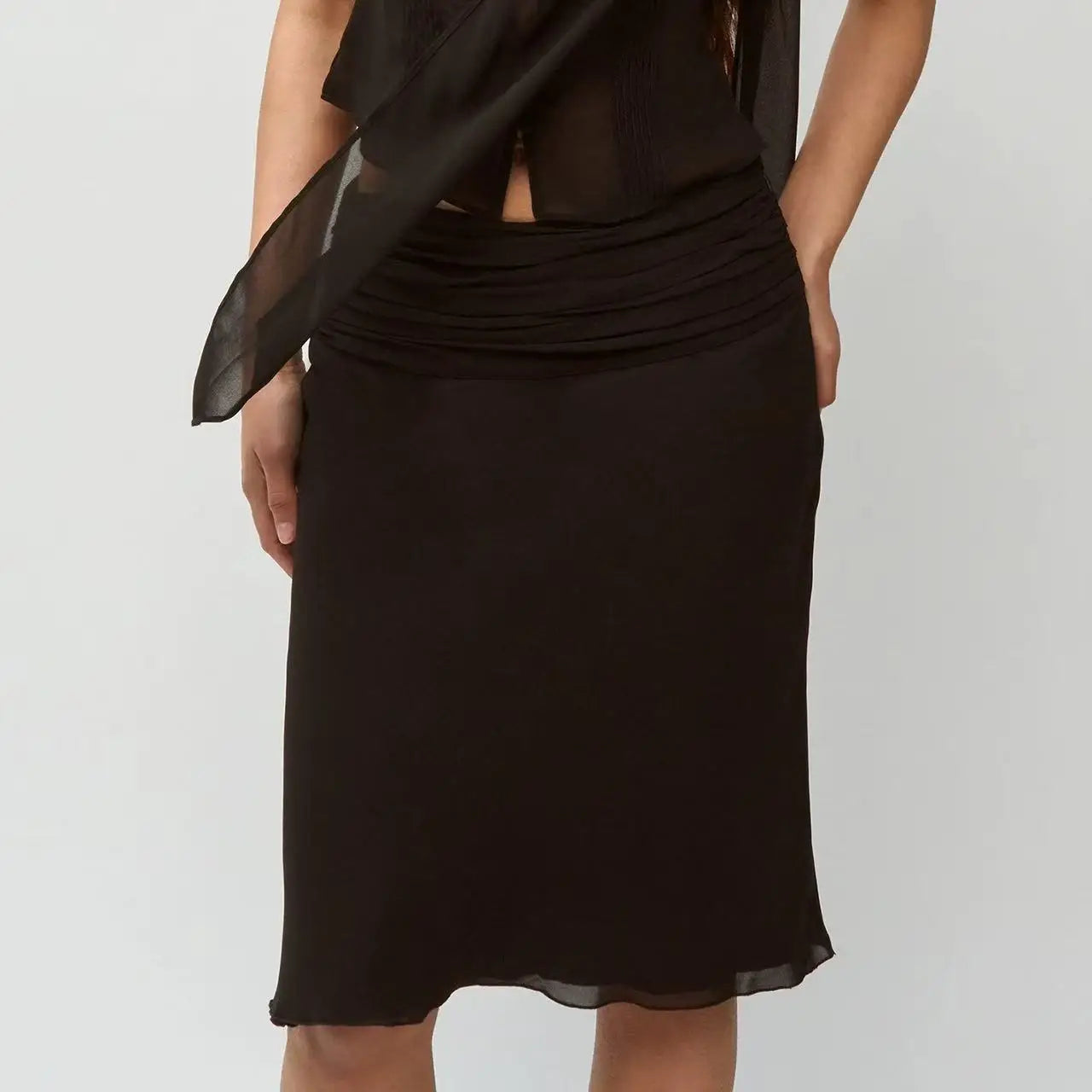 Women Summer Set | Chiffon Top | Chiffon Skirt | Midi Skirt | Short Top | Waist Cinching