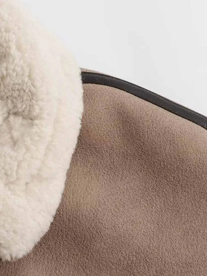 Women Short Leather Shearling Jacket | Cropped Leather Jacket