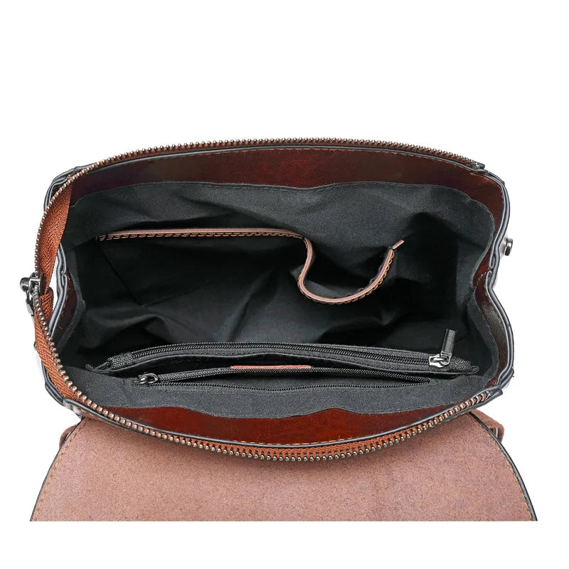 Women Square Genuine Leather Backpack | Anti-Theft Shoulder Bag
