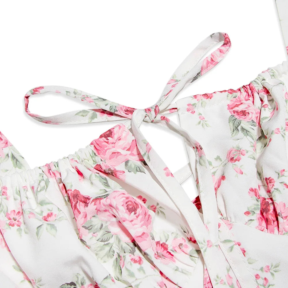 Women Casual Slit Floral Print Dress | Midi Summer Dress | Sundress | Holiday Dress