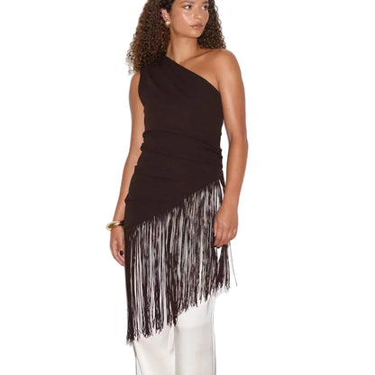 Women Tassel Top | Y2k | One Shoulder | Asymmetrical Fringed Hem Top | Summer