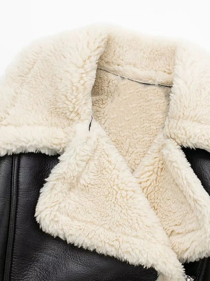 Women's Vintage Cropped Fur Leather Jacket