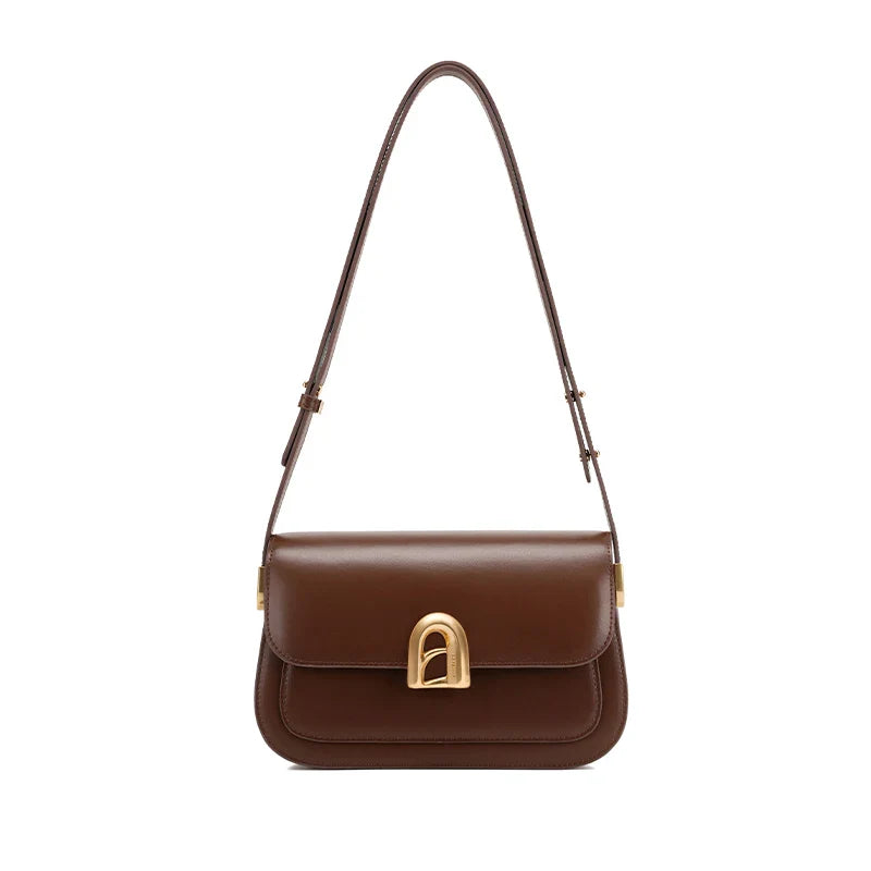 Women Retro Square Leather Bag | Crossbody Shoulder Bag Chocolate