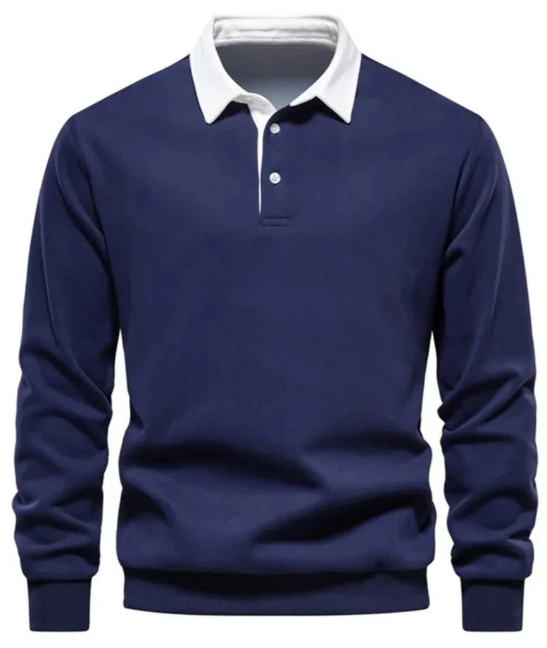 Cotton Polo Neck Sweatshirt for Men | Casual Collared Sweatshirt