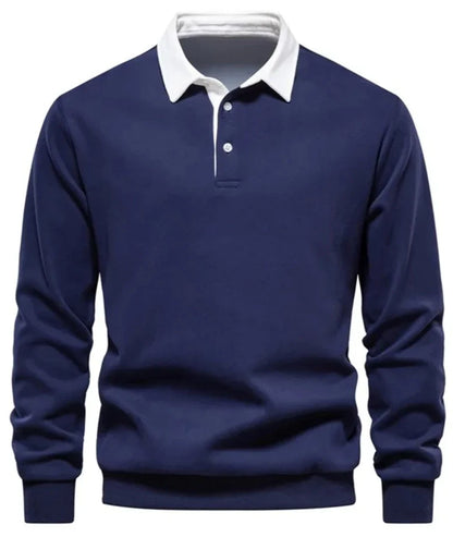 Cotton Polo Neck Sweatshirt for Men | Casual Collared Sweatshirt