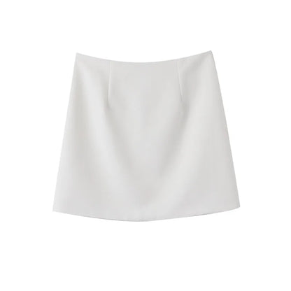 Women White Vest Skirt Suit | Two Piece Summer Office Slim Set