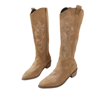 Women Embroidered Western Cowboy Boots | Knee High Boots | Long boots Dark Brown