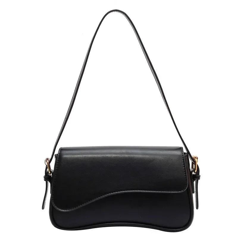 Women Vintage Leather Crossbody Bag | Small Flap Shoulder Bag Black