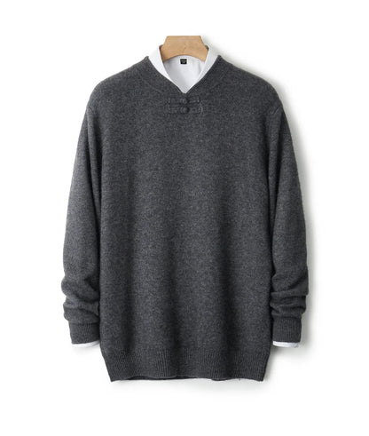 Men Pure Merino Wool Sweater | Long Sleeves | Stand-Up Collar | Pullover | Warm | Mock Neck Sweater