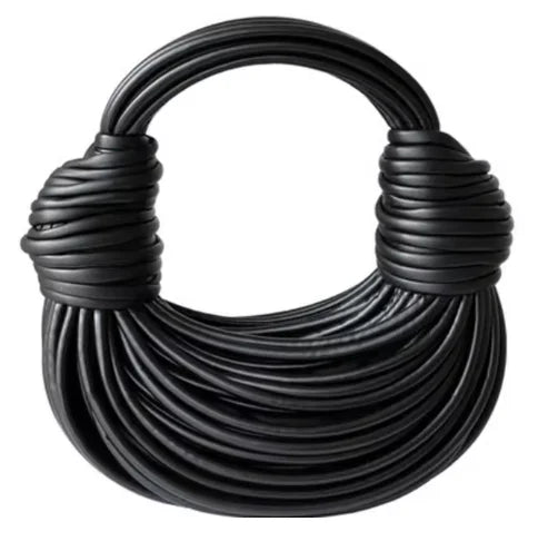 Women Luxury Designer Handwoven Noodle Bag | Rope Knotted | Hobo Evening Clutch black