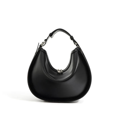 Women Split Leather Underarm Shoulder Bag black