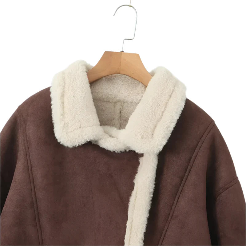 Women Oversized Loose Shearling Jacket | Long Sleeves Fleece Jacket