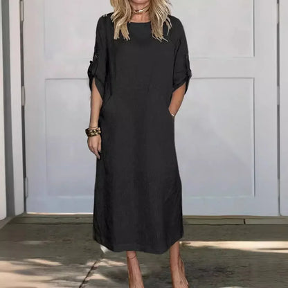Poppy | Women's A-Line Loose Fit Draped Dress Evening