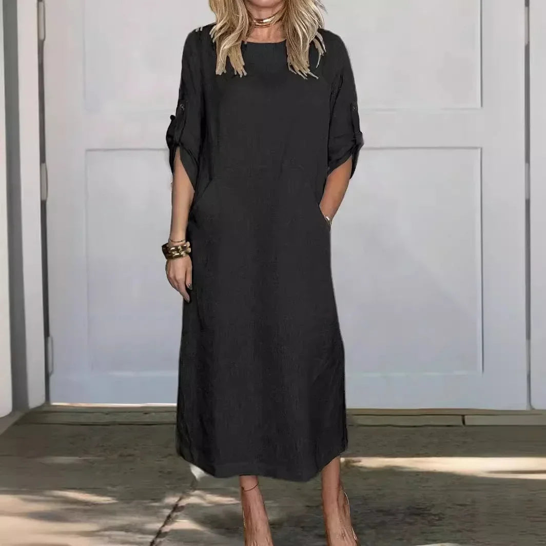 Poppy | Women's A-Line Loose Fit Draped Dress Evening