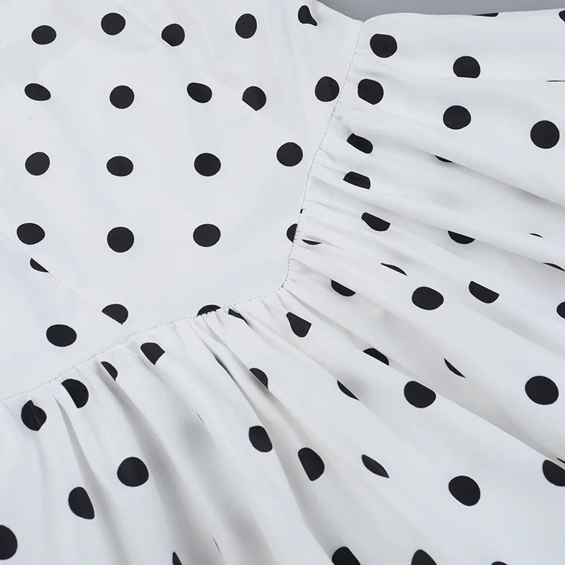 Women Polka Dot Vacation Mini Dress | High Waist | Ball Gown Dress | Sleeveless | Halter Neck