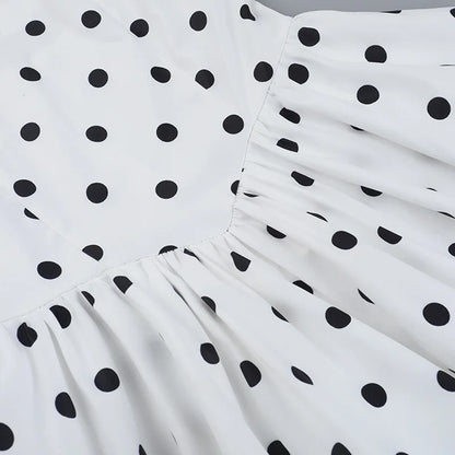 Women Polka Dot Vacation Mini Dress | High Waist | Ball Gown Dress | Sleeveless | Halter Neck