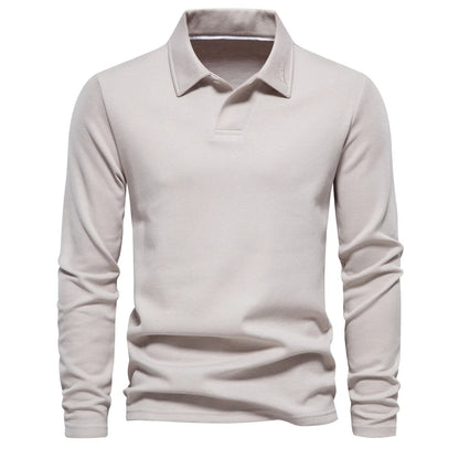 Men's Full Sleeves Polo Shirt | Luxury Golf Polo Shirt | Turn Down Collar Beige